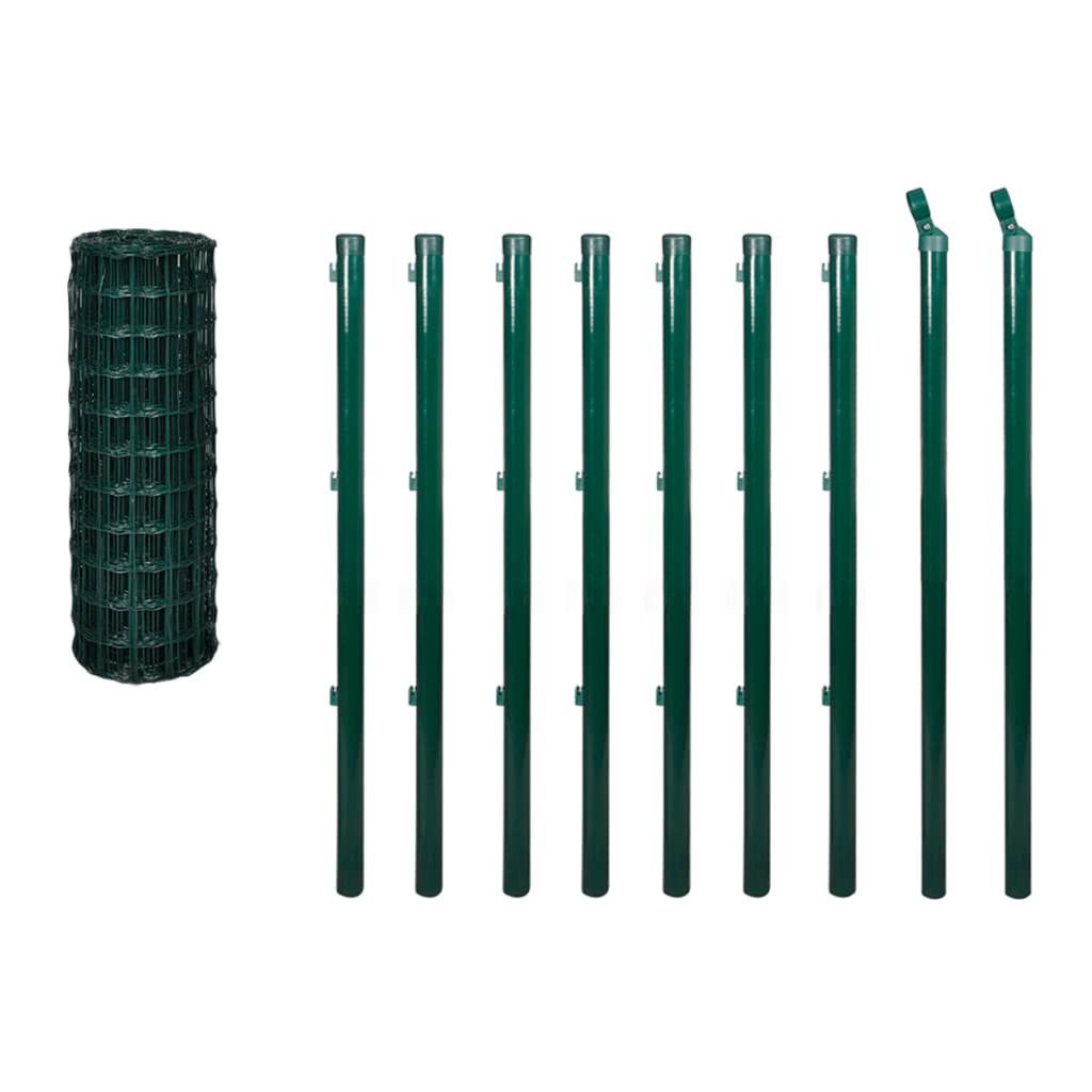 vidaXL Gartenzaun Eurozaun Stahl 10x1,0 m Grün, (1-St) günstig online kaufen