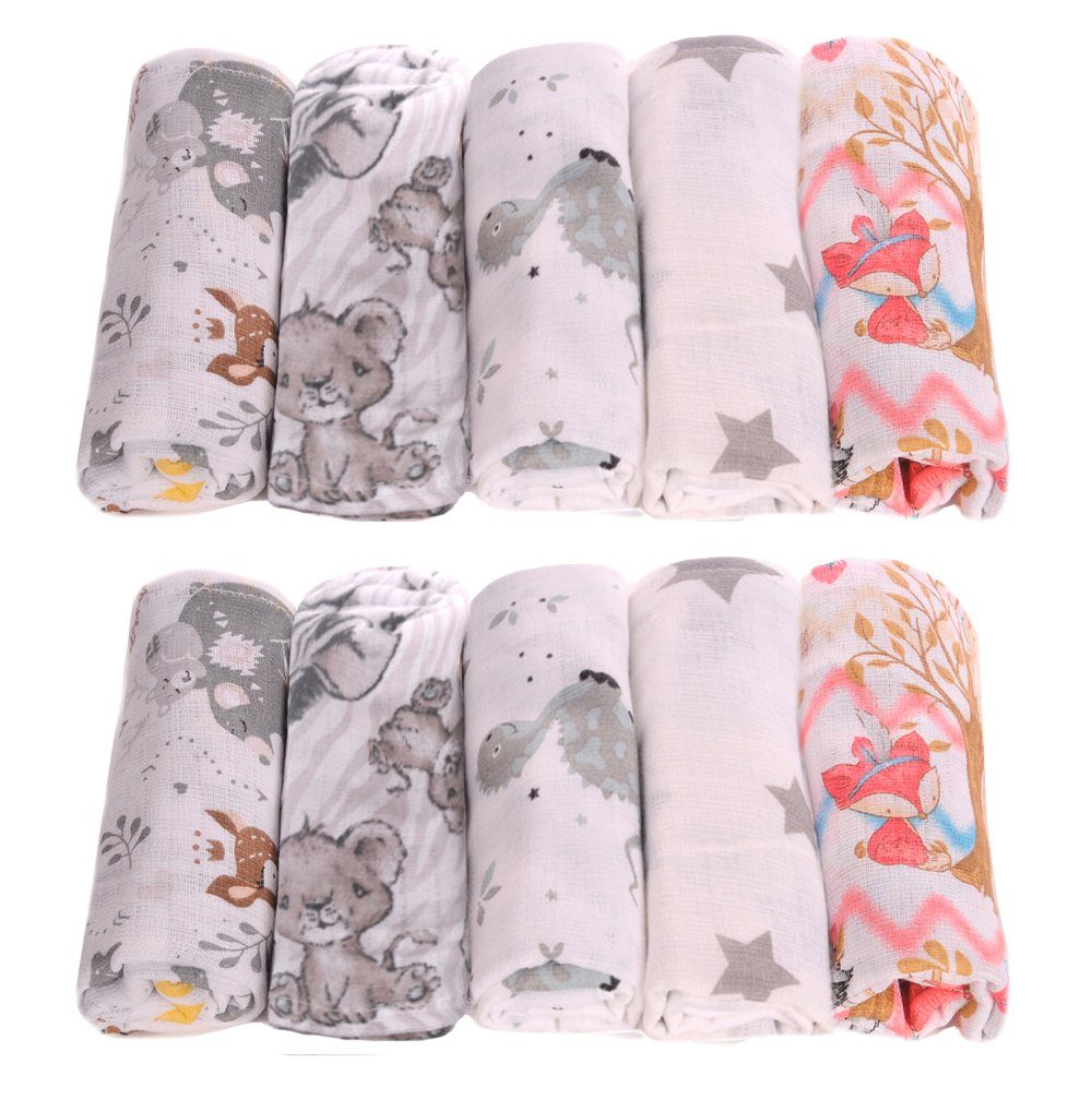 La Bortini Stoffwindeln 10er Pack Spucktücher Baby Mullwindeln Stoffwindeln neutral, aus reiner Baumwolle, unixes, große Packung