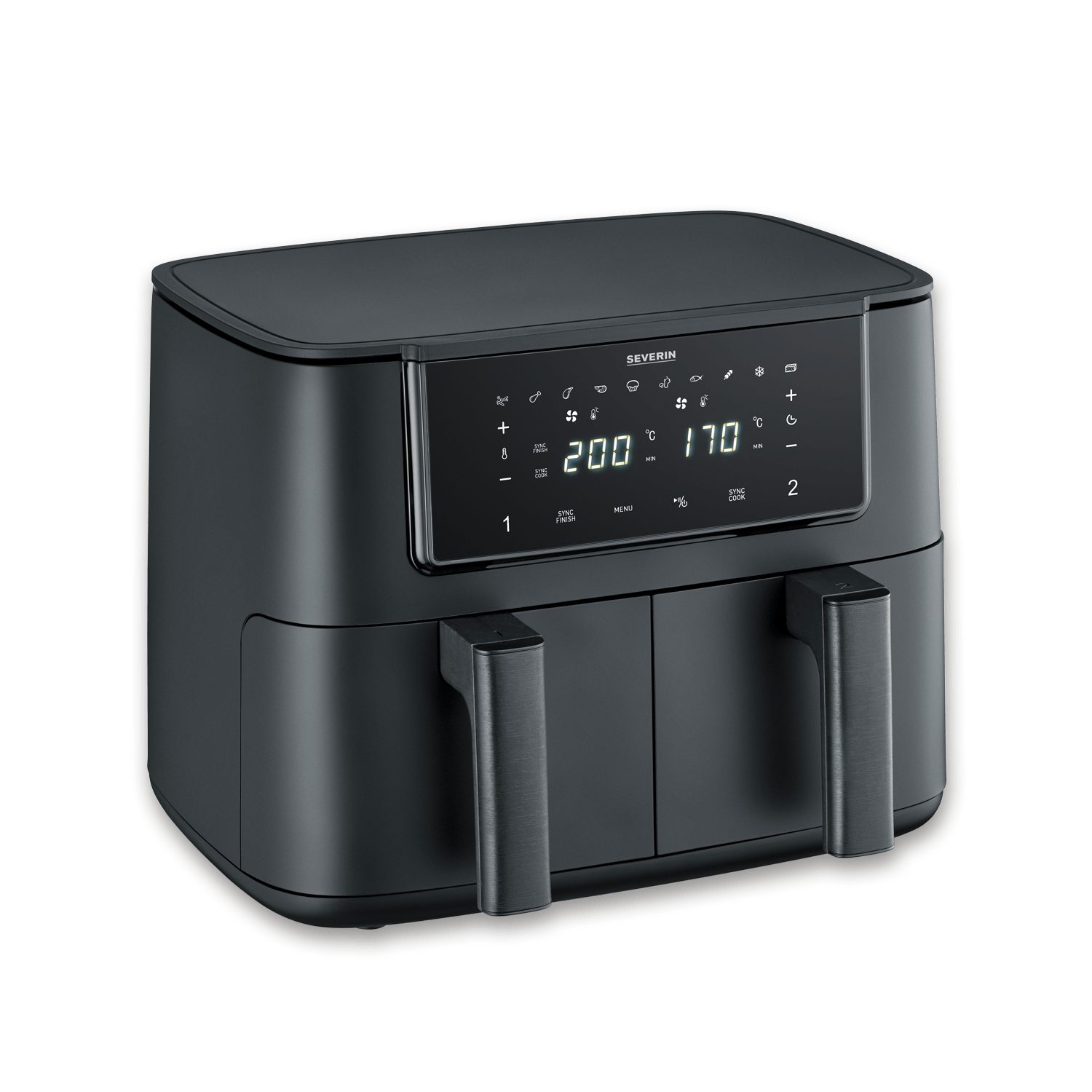 Severin Fritteuse FR 2463 Heißluftfritteuse Black Line Dual, 2600 W – Bild 2 von 5