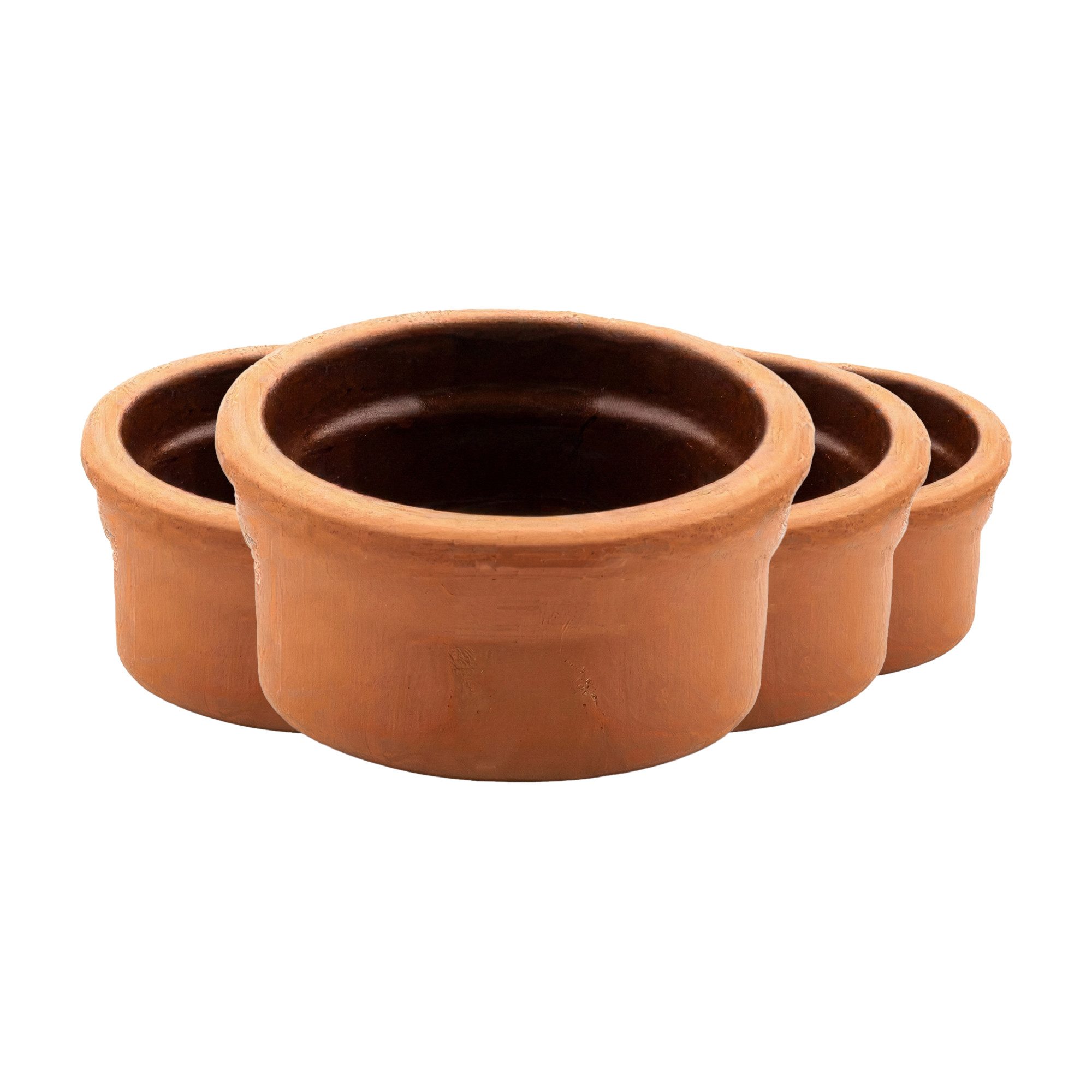 VIAPOT Schale FLORYA Tonschale 4er-Set, Terrakotta (Naturton), (4-er Set, 4-tlg), 150ml, Natur-Tonschale, ideal für Milchreis (Sütlac) aus dem Ofen