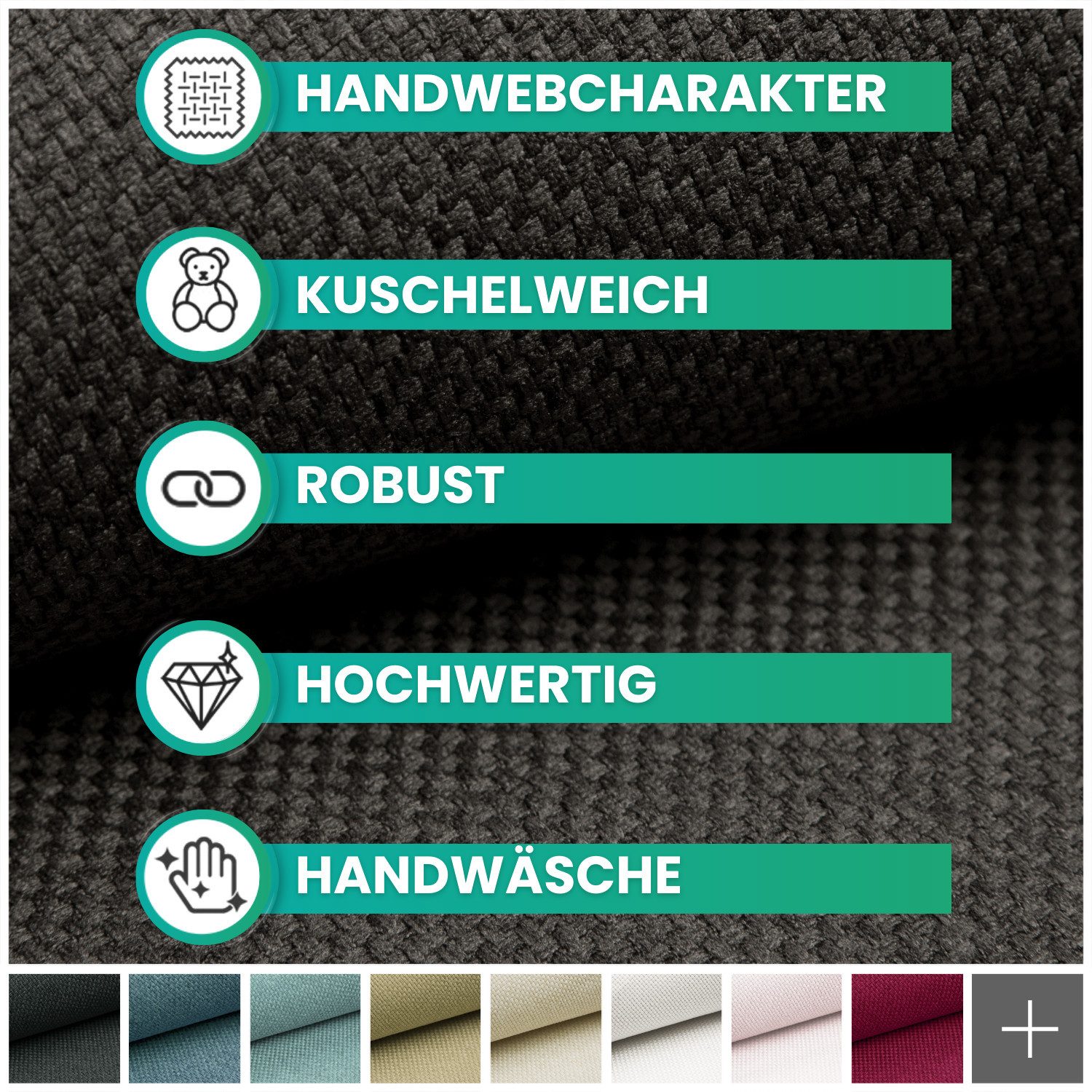 novely® Stoff GRANA Melierter Webstoff - Leicht Grob Gewebter Möbelstoff, Strapazierfähig, Hochwertig, Meterware, 1lfm