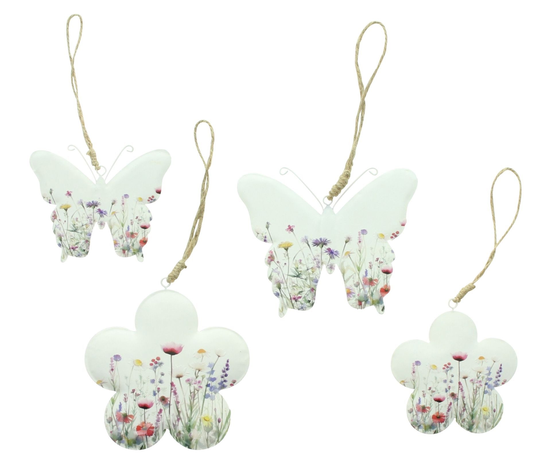 Home-trends24.de Dekohänger Schmetterling Blume Metall Deko Hänger Frühling 4er-Set (4 St)