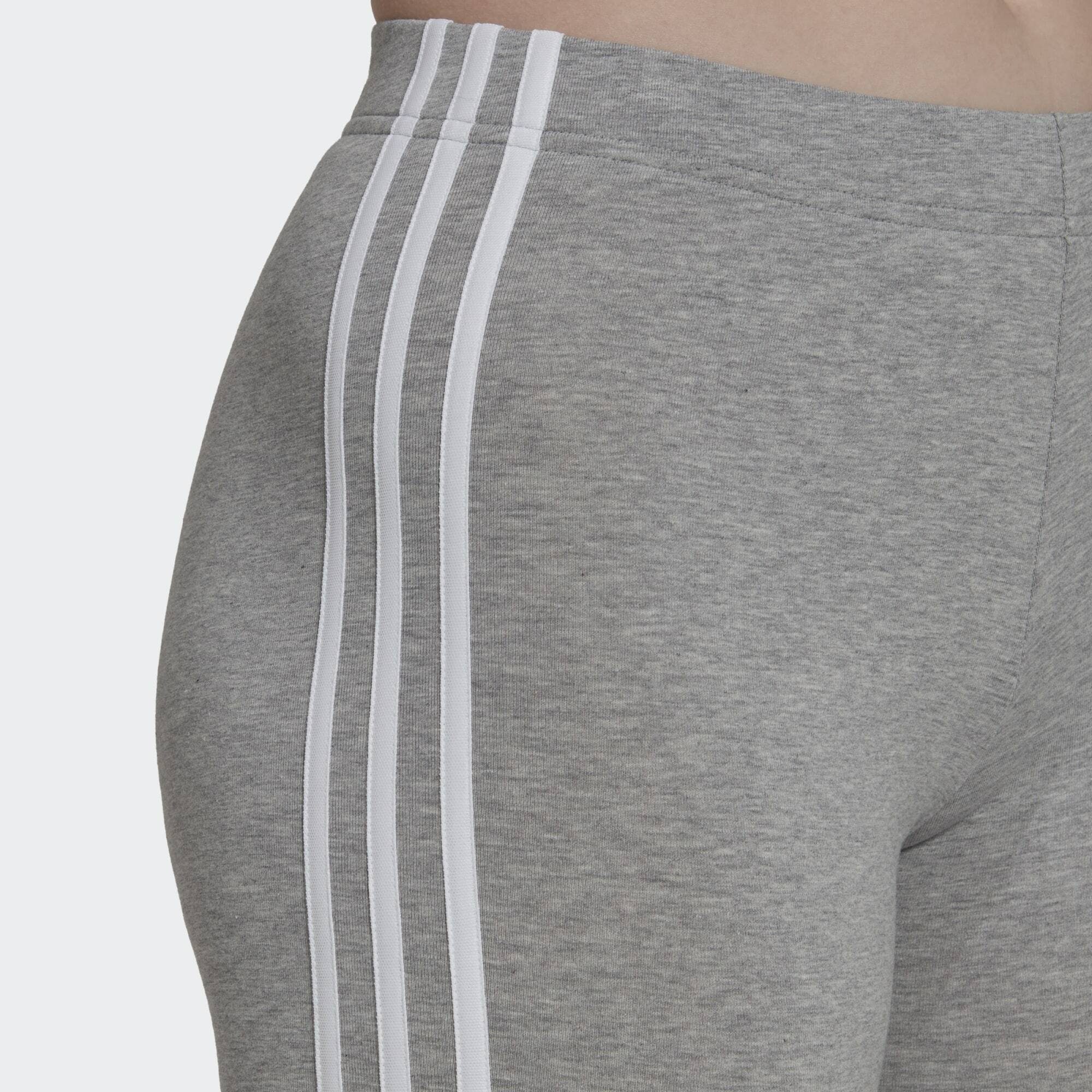 adidas 3-STREIFEN TIGHT White KURZE Heather / Sportswear Leggings Medium ESSENTIALS Grey