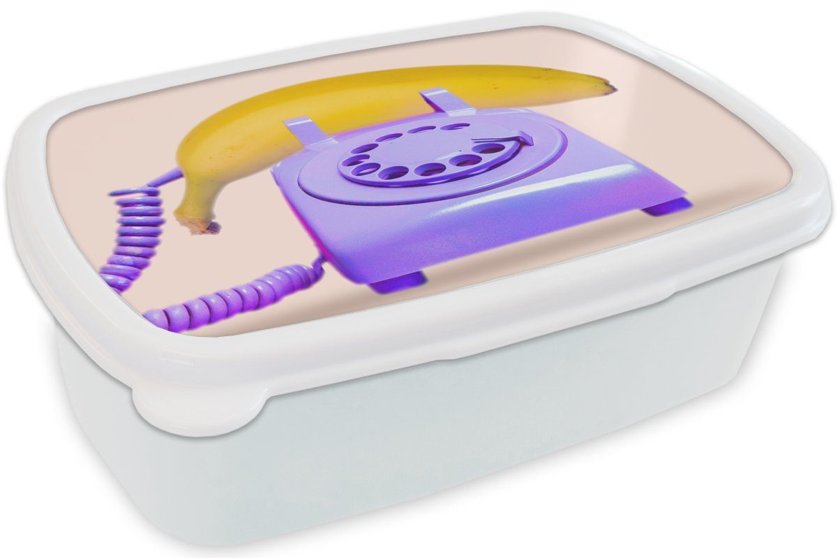 Telefon - Lila Erwachsene, Brotbox Banane (2-tlg), und - Mädchen weiß Kinder Brotdose, für Gelb, und Jungs für MuchoWow Lunchbox Kunststoff, -