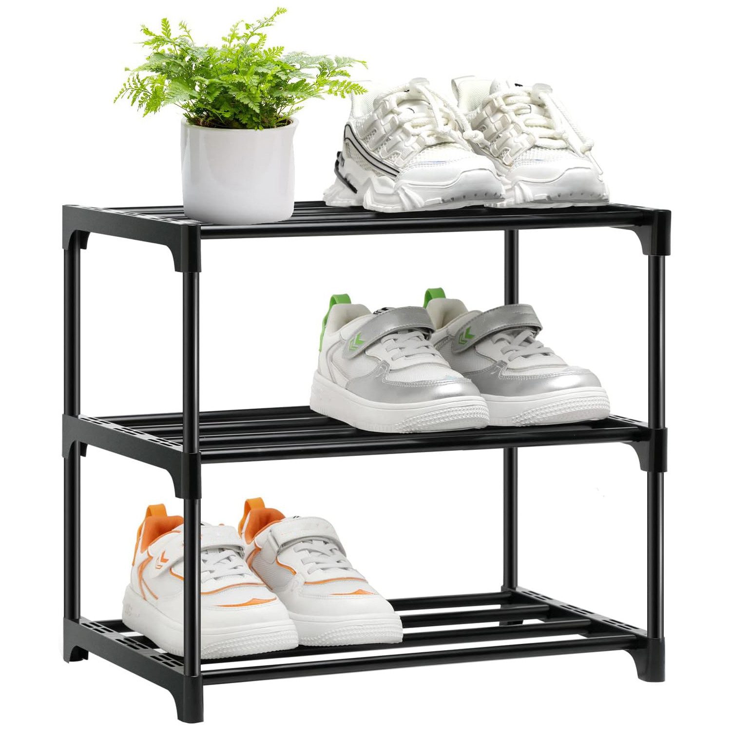 Auledio Schuhregal mit 3/4 Ebenen, Schuhregal Klein, Metall-Schuhaufbewahru günstig online kaufen