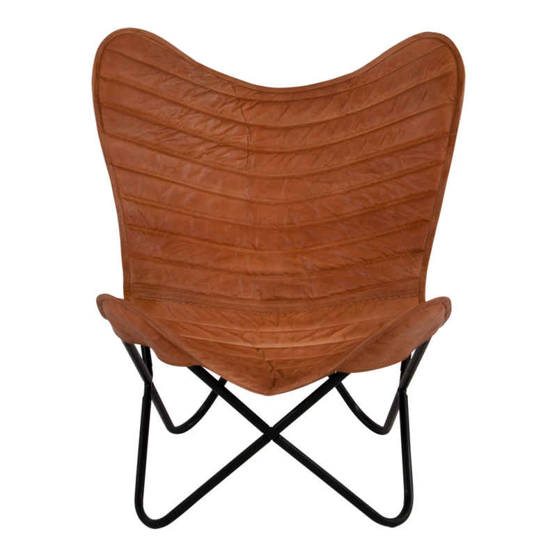 Lesli Living Cocktailsessel Schmetterlingsstuhl Butterfly Chair braun 75x75x87 cm Leder