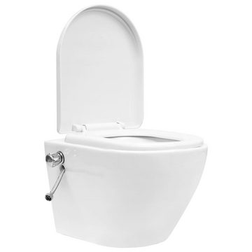 vidaXL Tiefspül-WC Wand-WC ohne Spülrand mit Einbau-Spülkasten Keramik Weiß