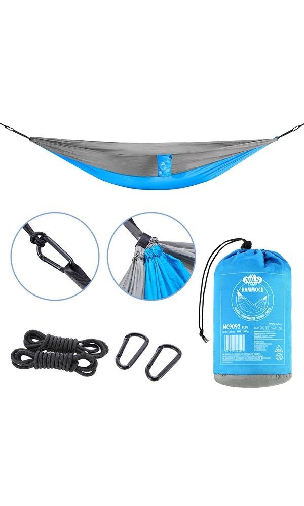 NILS CAMP Hängematte NC9092 Tourismus (kompakt, leicht aufzuhängen) blau 290x140cm
