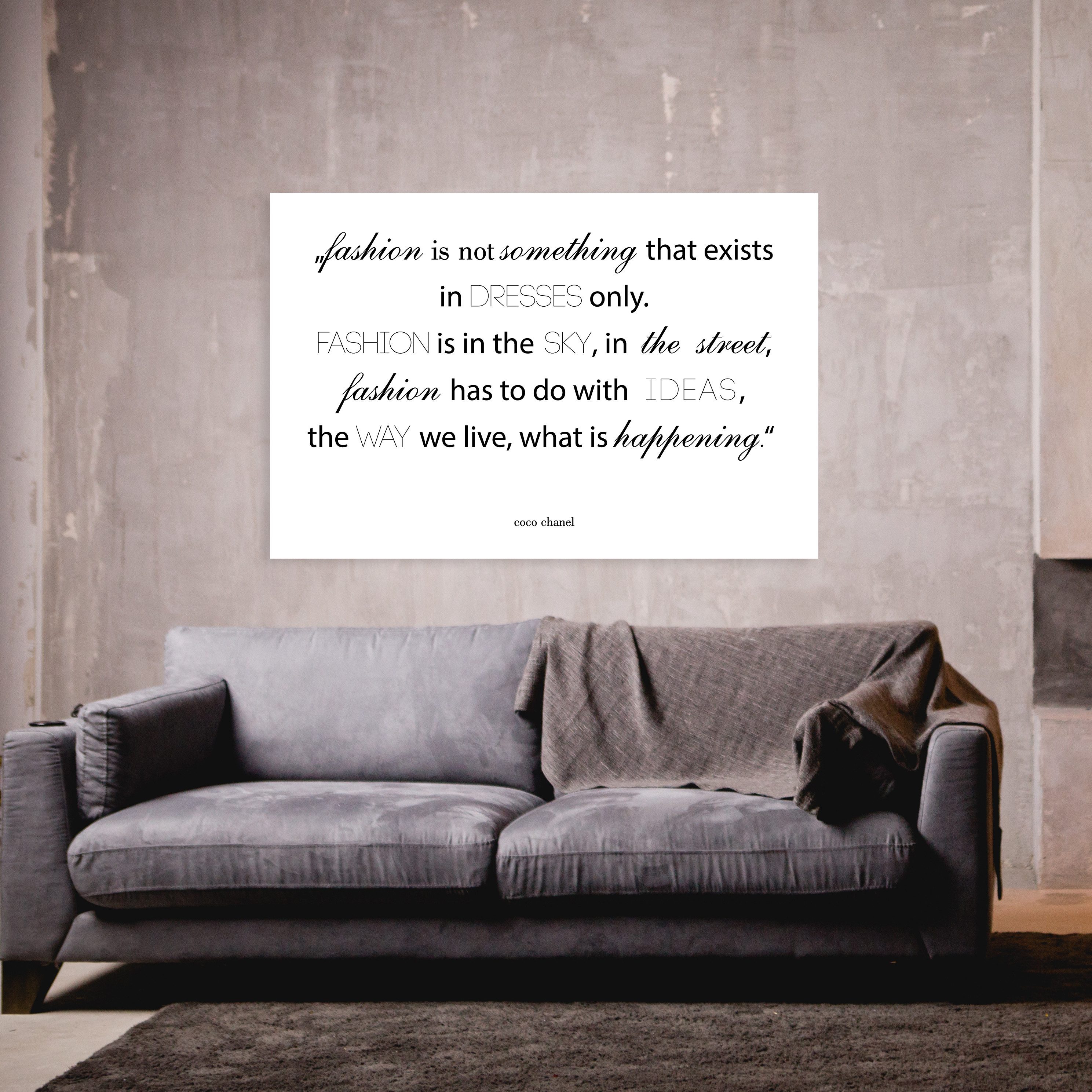 queence XXL-Wandbild Coco Chanel - Zitat - Spruch - großes Wandbild - Exklusiv - Fashion, CocoChanel, HD Premium Druck auf White Dibond, Format: 150x100cm