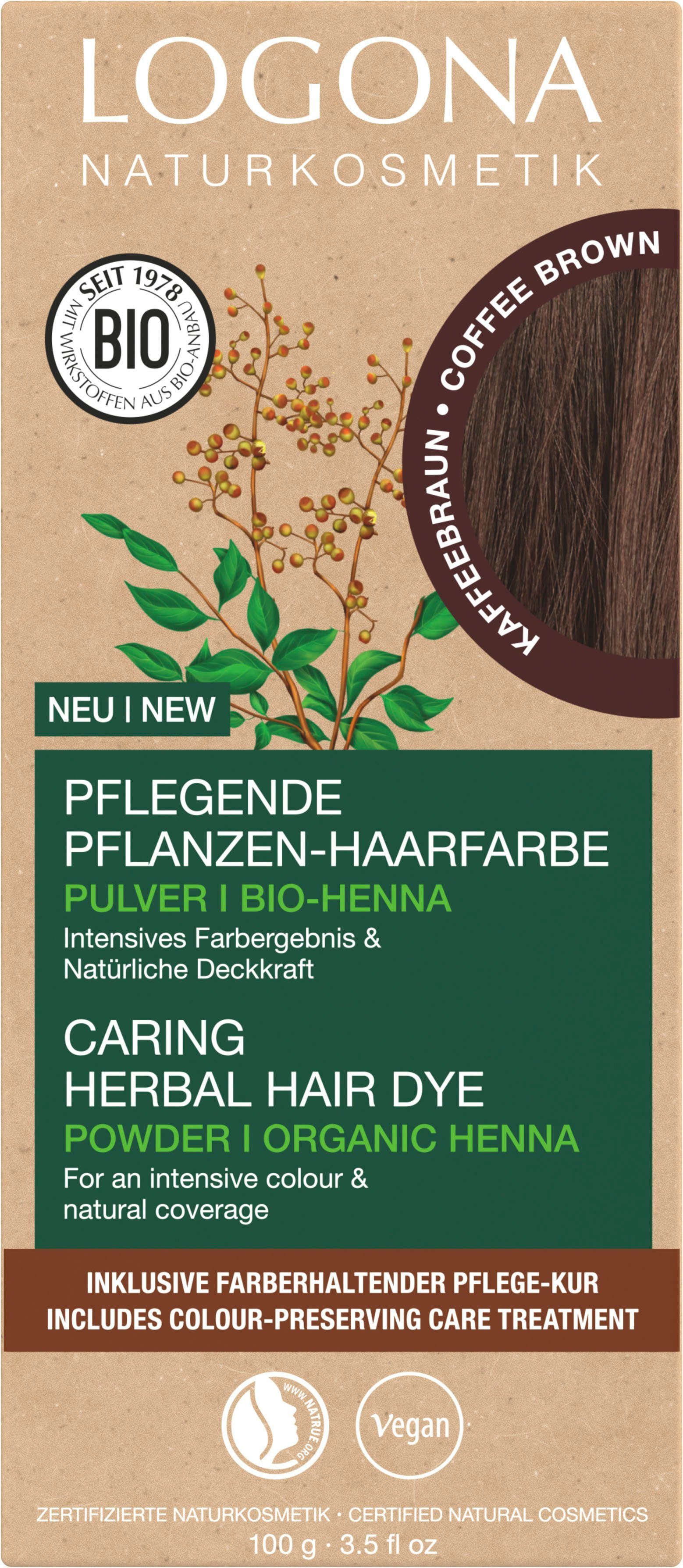 LOGONA Haarfarbe Pulver Pflanzen-Haarfarbe Kaffeebraun 10