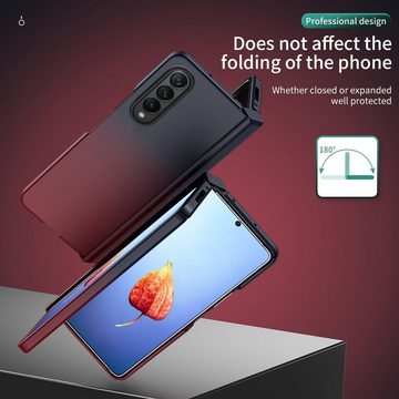 Wigento Handyhülle Für Samsung Galaxy Z Fold4 5G Color Effect Kunststoff Handy Tasche Hülle Etuis Rot