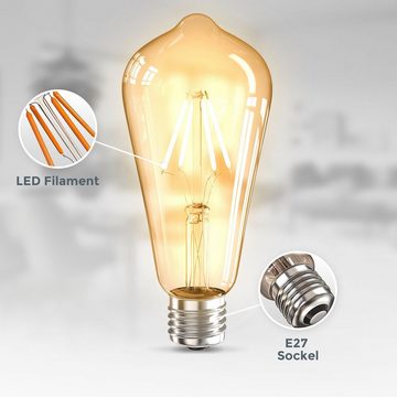 B.K.Licht LED-Leuchtmittel BK_LM1403 LED Leuchtmittel 3er Set E27 ST64, E27, 3 St., Warmweiß, 2.700 K Edison Vintage Glühbirne Filament