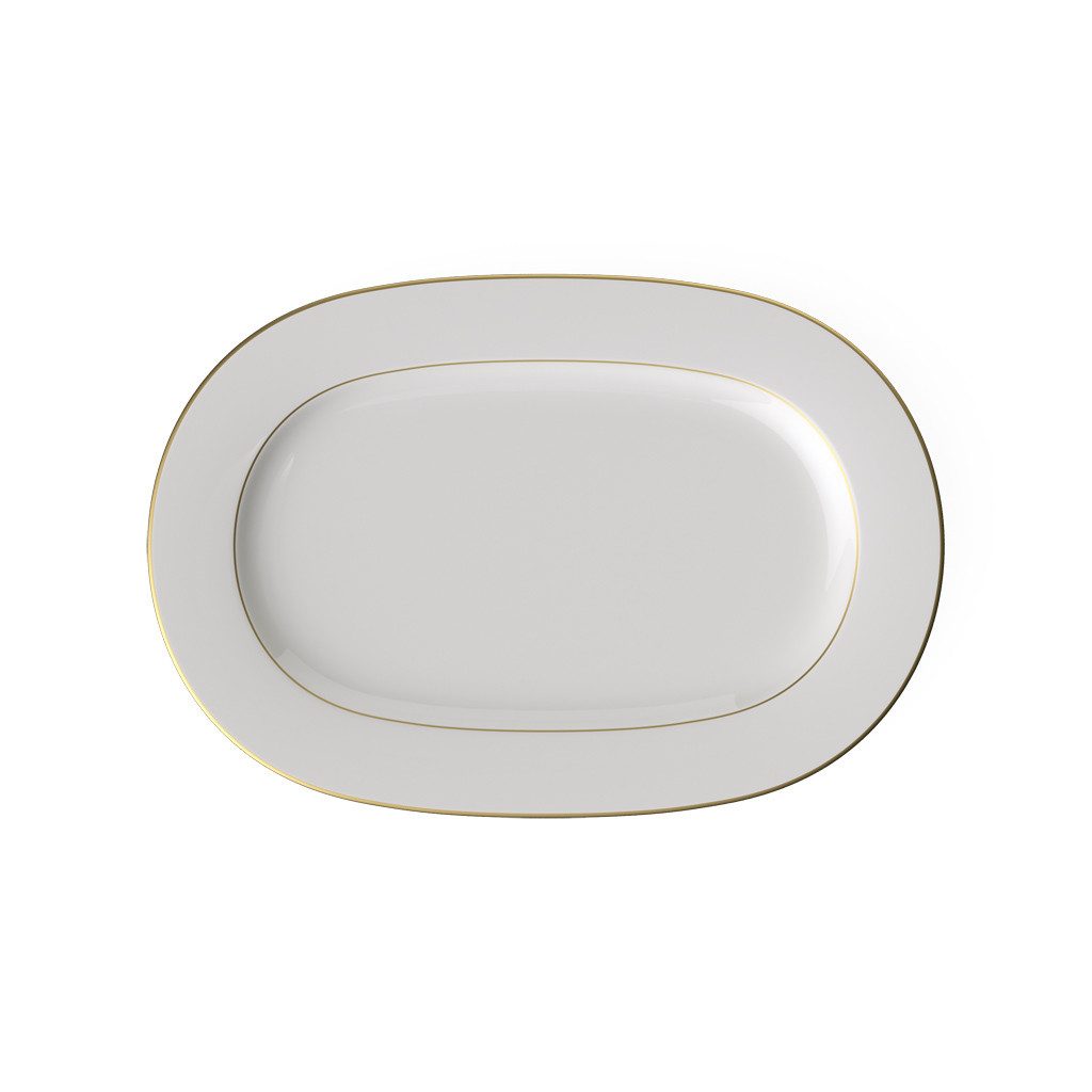 Villeroy & Boch Servierplatte Anmut Platte oval, Porzellan, (1-tlg), Premium Bone Porcelain, spülmaschinenfest, Made in Germany
