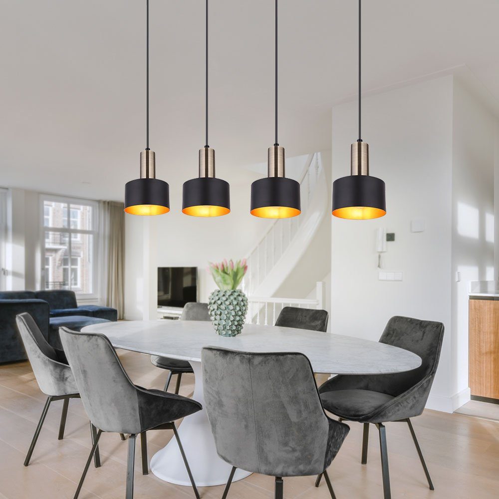 Decken Warmweiß, GOLD Ess Pendelleuchte, SCHWARZ Beleuchtung Design Leuchtmittel inklusive, Zimmer LED Pendel etc-shop Lampe Wohn