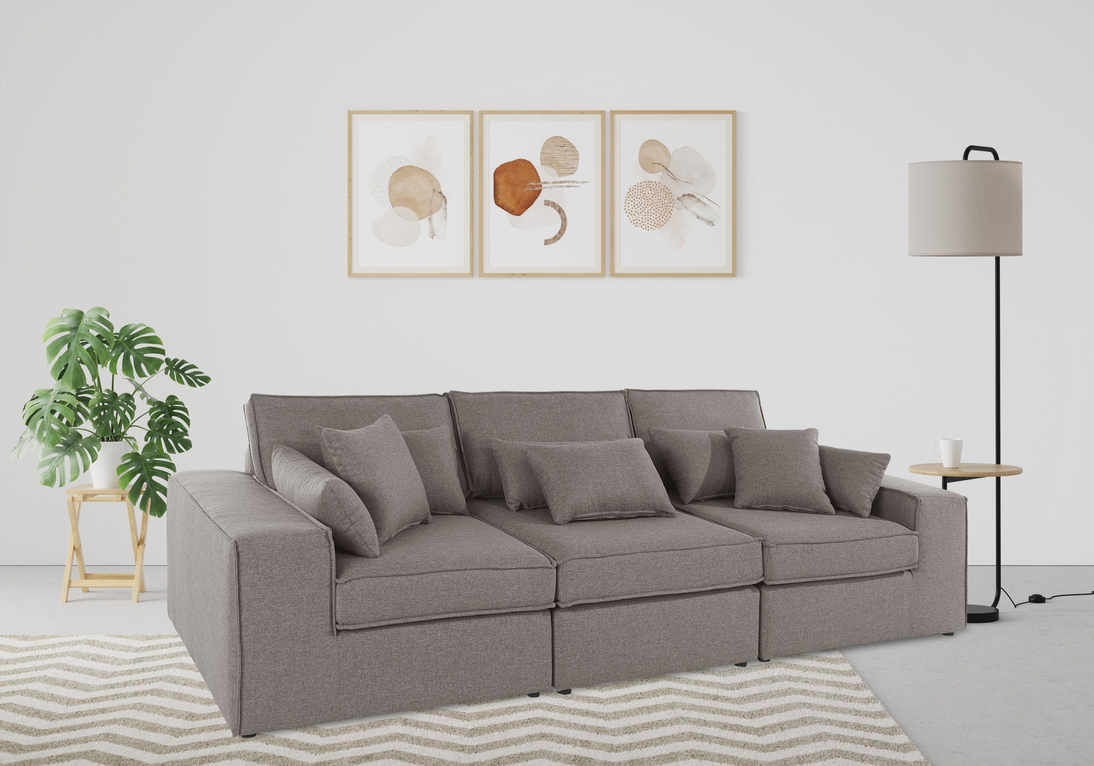 OTTO home 3-Sitzer Florid, 3 Teile, bestehend aus Modulen, viele Bezugsqualitäten, auch in Cord