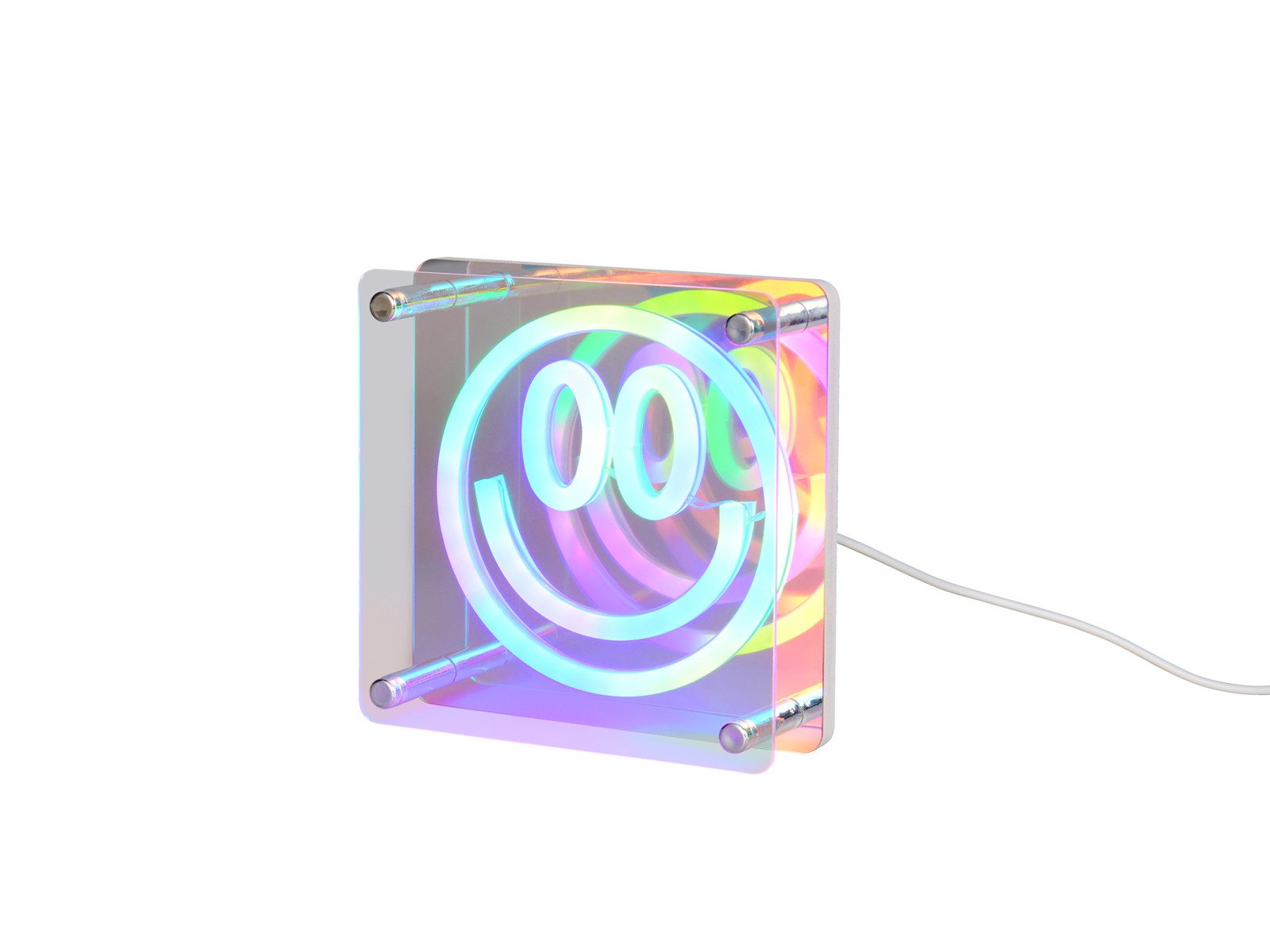 Reality Leuchten LED Dekolicht Smiley USB betrieben, 14,5 x 14,5cm, LED fest integriert, Bunt, Dekoleuchte ausgefallen witzige Tischlampe Jugendzimmer inkl. Netzteil