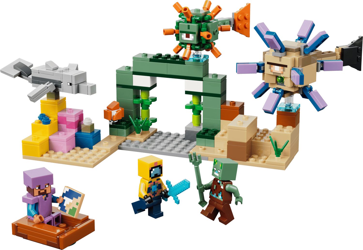 LEGO® Minecraft 21598 Unterwasser-Abenteuer Spielbausteine, (Set, 310 St., Set)