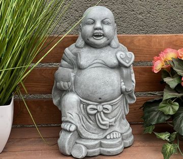 Stone and Style Gartenfigur Steinfigur dicker Shaolin Buddha Mönch stehend