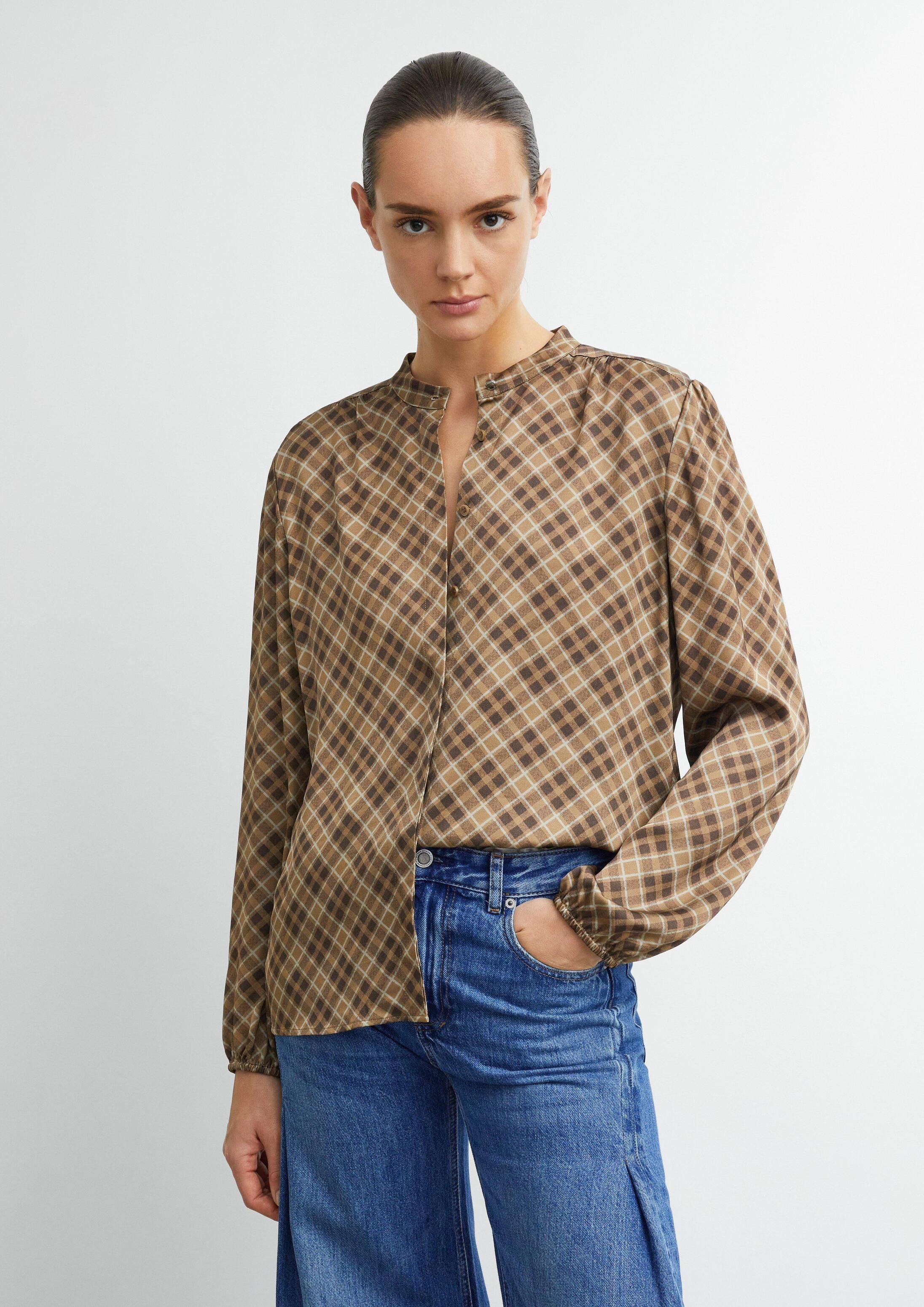 comma Langarmbluse Bluse Print-Bluse aus 100% Viskose