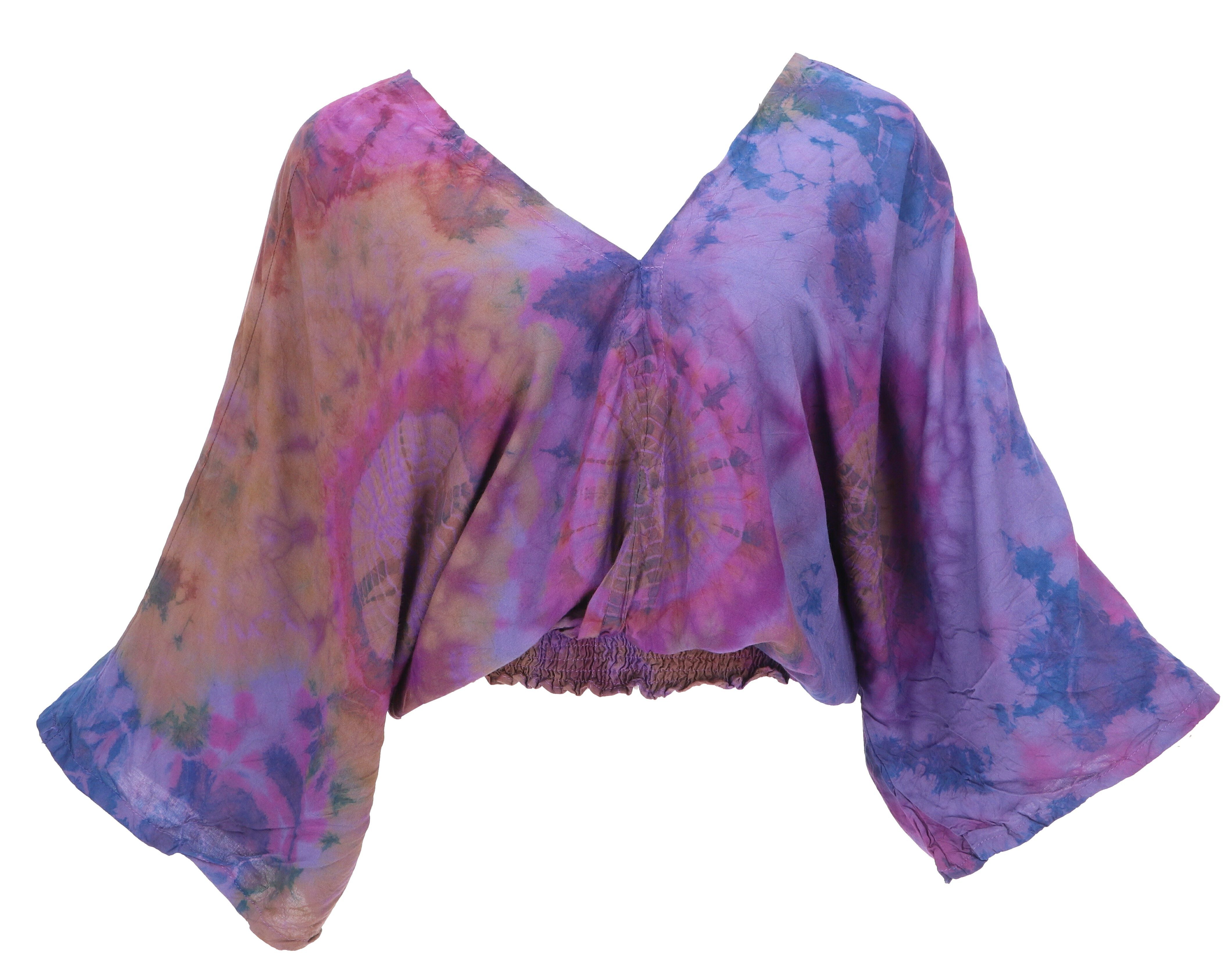 Guru-Shop Longbluse Luftige Batikbluse, Boho Sommerbluse - violett Boho günstig online kaufen