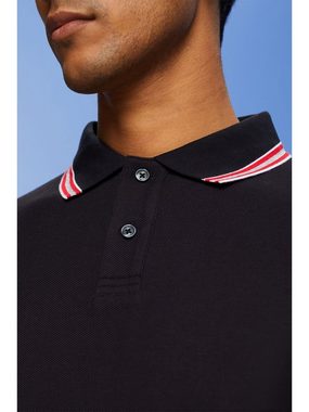 Esprit Poloshirt Piqué-Poloshirt mit Glitzer, 100 % Baumwolle