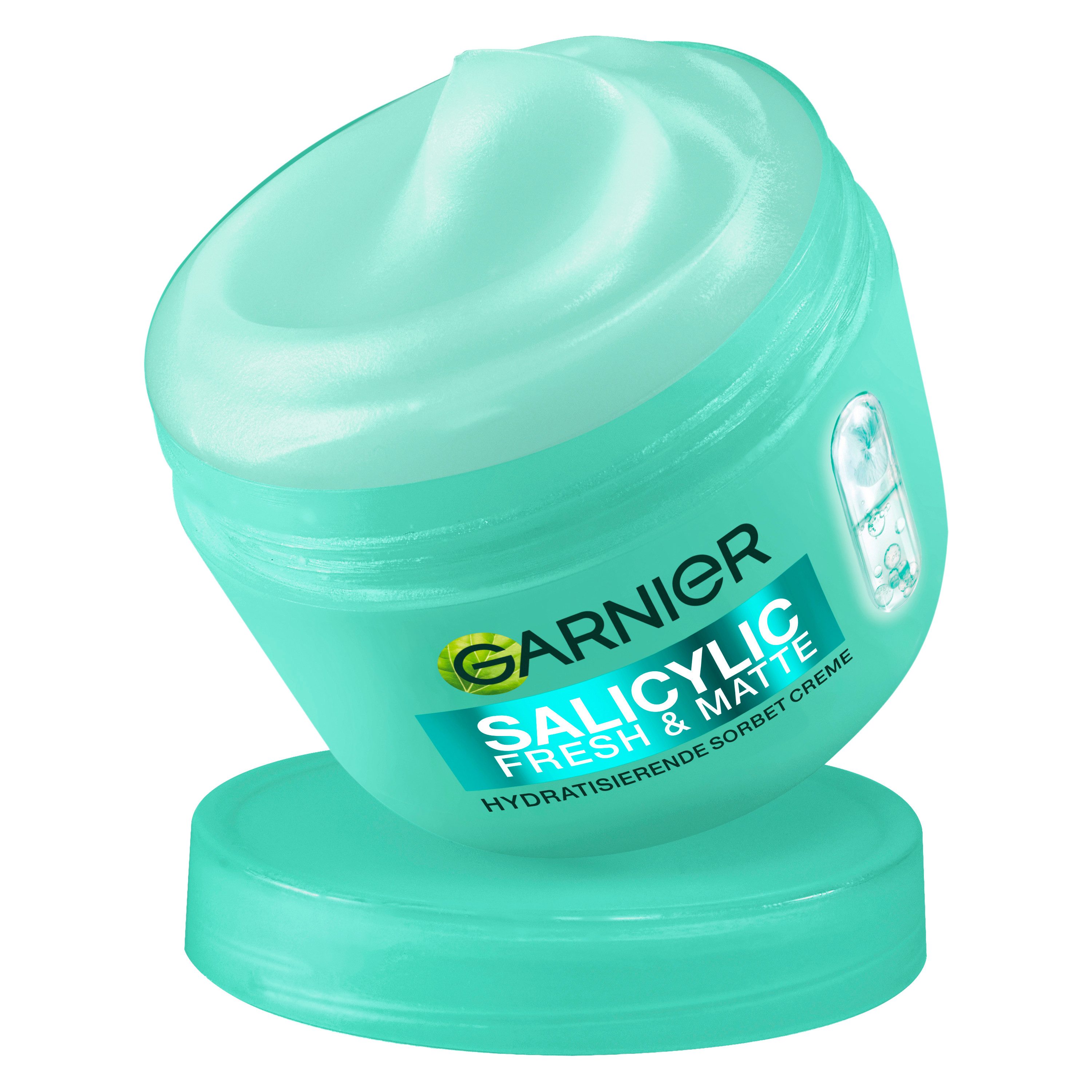 GARNIER Tagescreme FRESH & MATTE SALICYLIC SORBET CREME, sanftes Peeling gegen Pickel und Unreinheiten