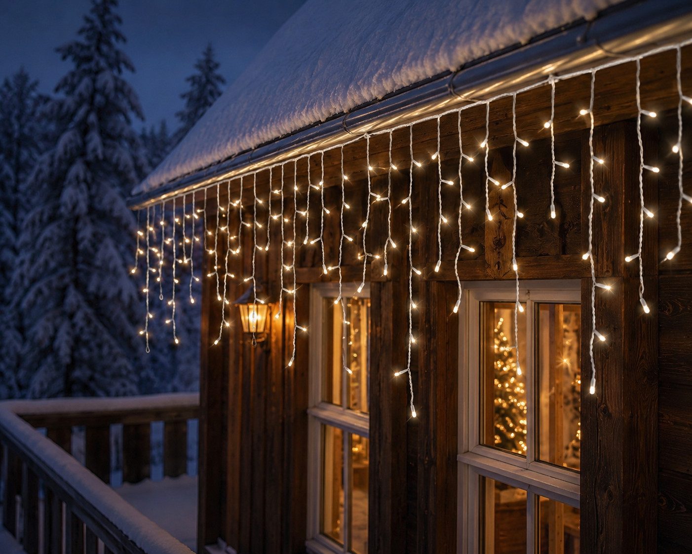 Lumineo Lichtervorhang Lumineo Lichtervorhang ICICLE TWINKLE 259 LED 11 m warm weiß, 8 Twinkle-Effekte, 8h-Timer, Indoor/Outdoor, + 5 m Zuleitung