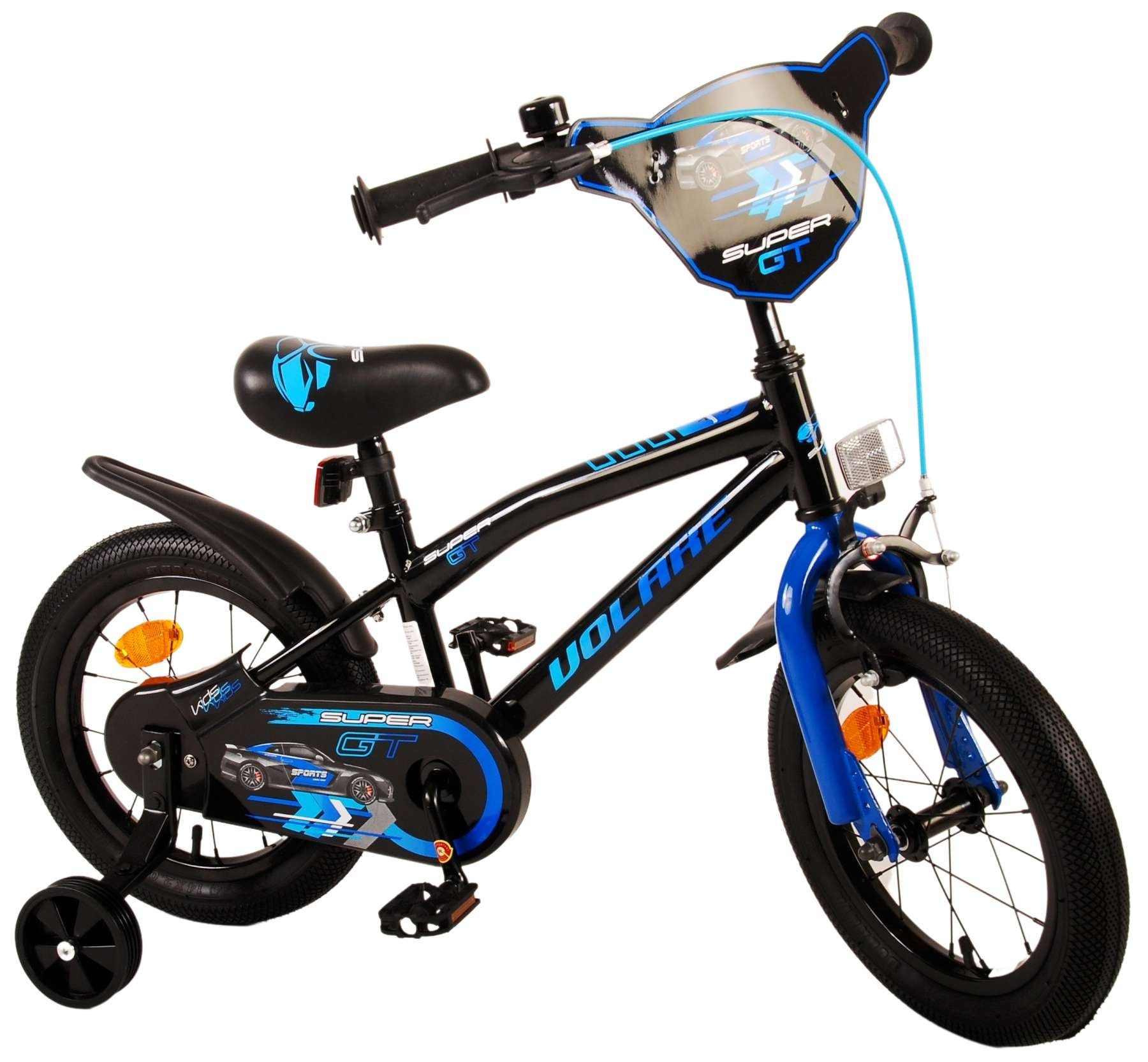 TPFSports Kinderfahrrad Volare Fahrrad 1 (Jungsfahrrad Zoll 14 und mit Rücktritt Jungs Kinder Schaltung - Blau - Jungen - Sicherheitsgriffe), Fahrrad ohne Zoll Kinderrad GT 14 - Gang, Stützräder Handbremse, - Super