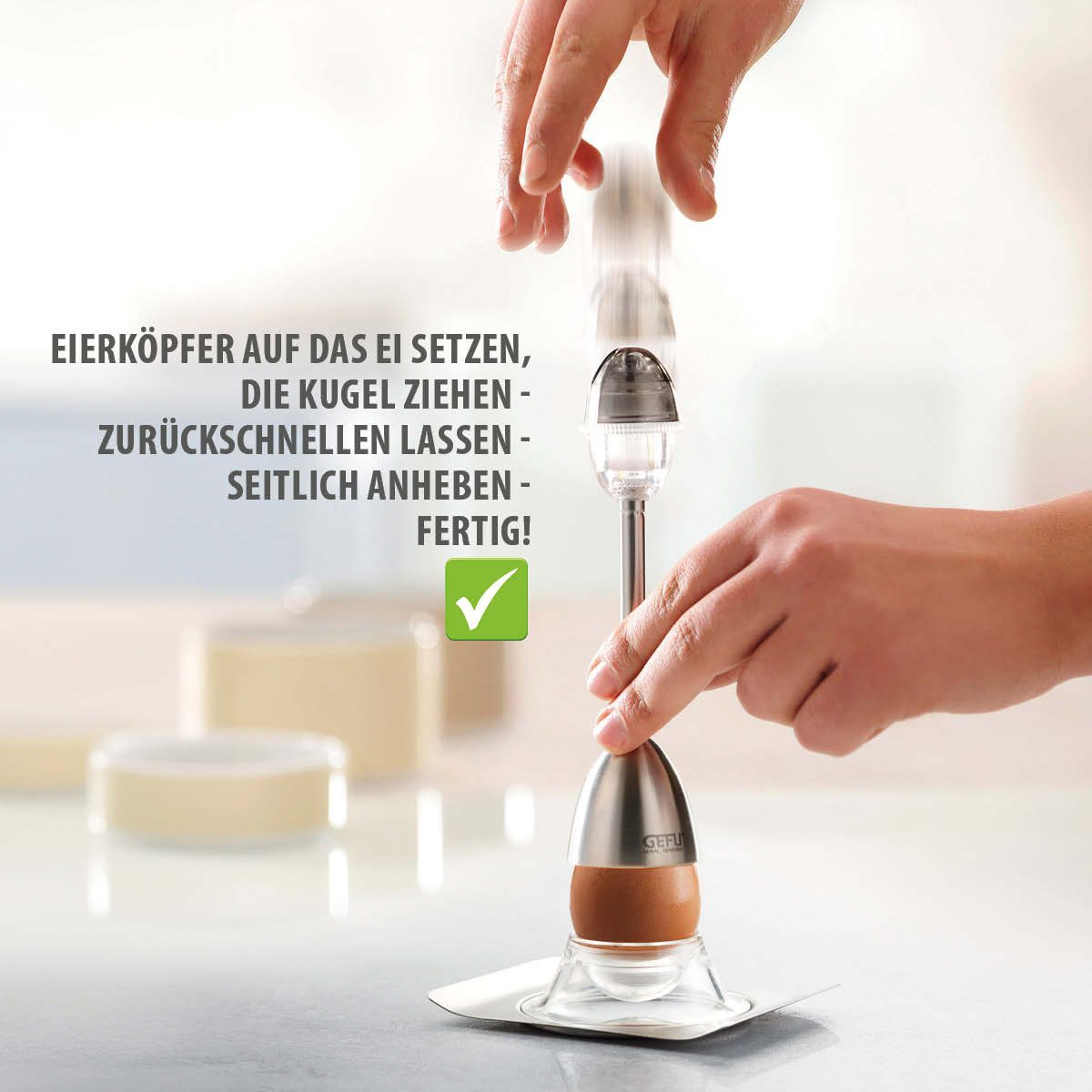 GEFU Eierköpfer Eierköpfer OVO Edelstahl mit Salzstreuer Eieröffne