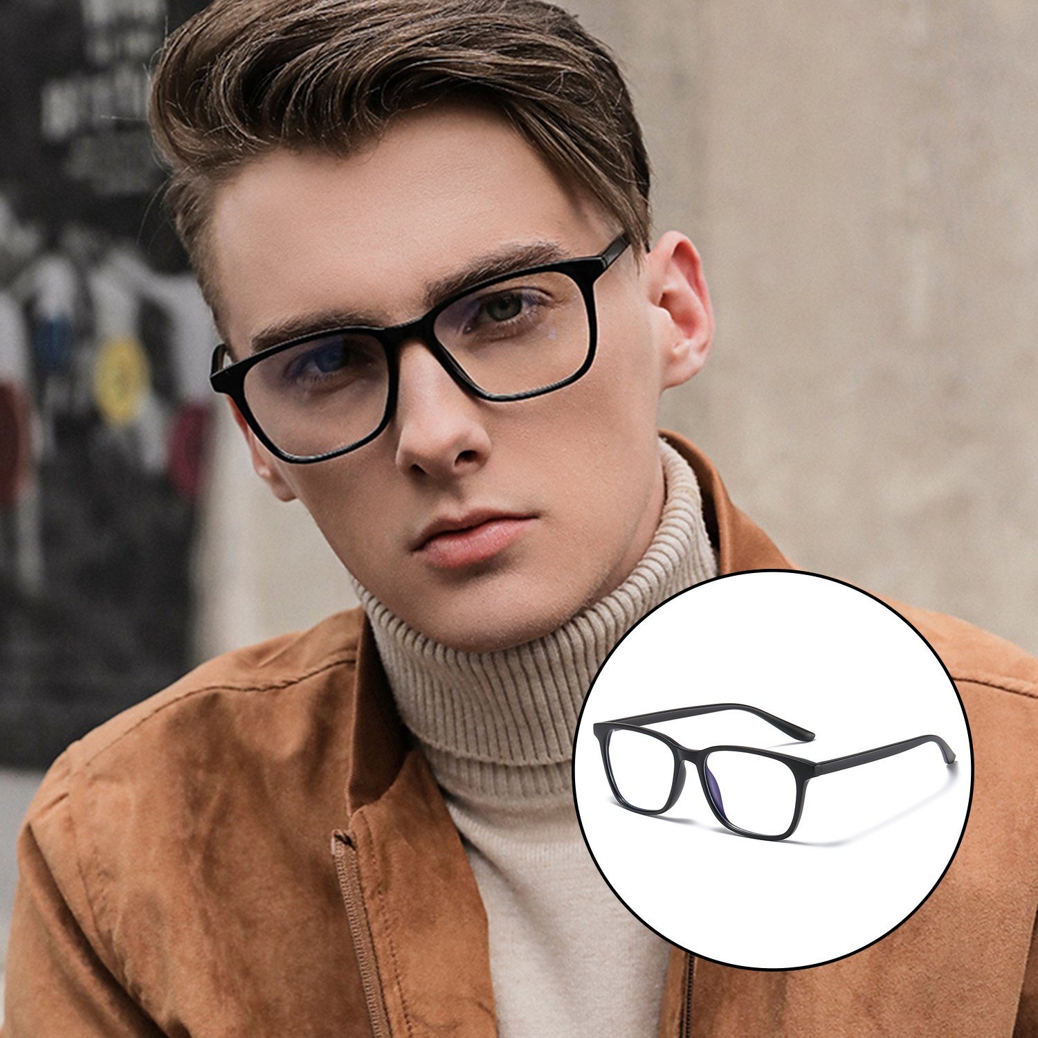 MAGICSHE Lesebrille Retro Blendschutz BlendschutzBlaulicht-Schutzbrillen ohne Sehstärke Schwarz