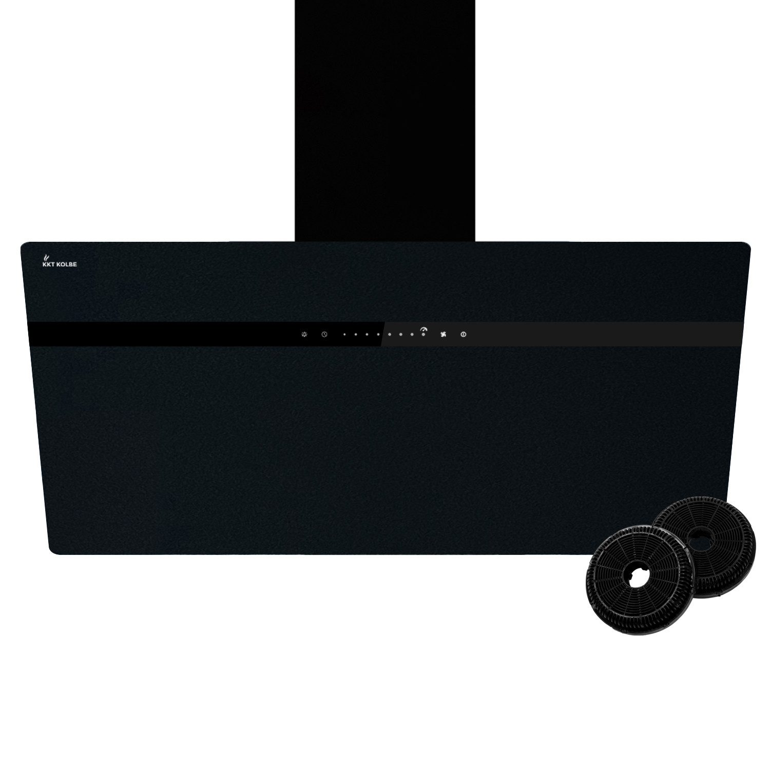 KKT KOLBE Wandhaube Dunstabzugshaube 90cm STYLE9005SMAO RGBW Ambientebeleuchtung Kopffrei / 90cm / Smarte WiFi-App / Schwarz / Glas / Schräghaube