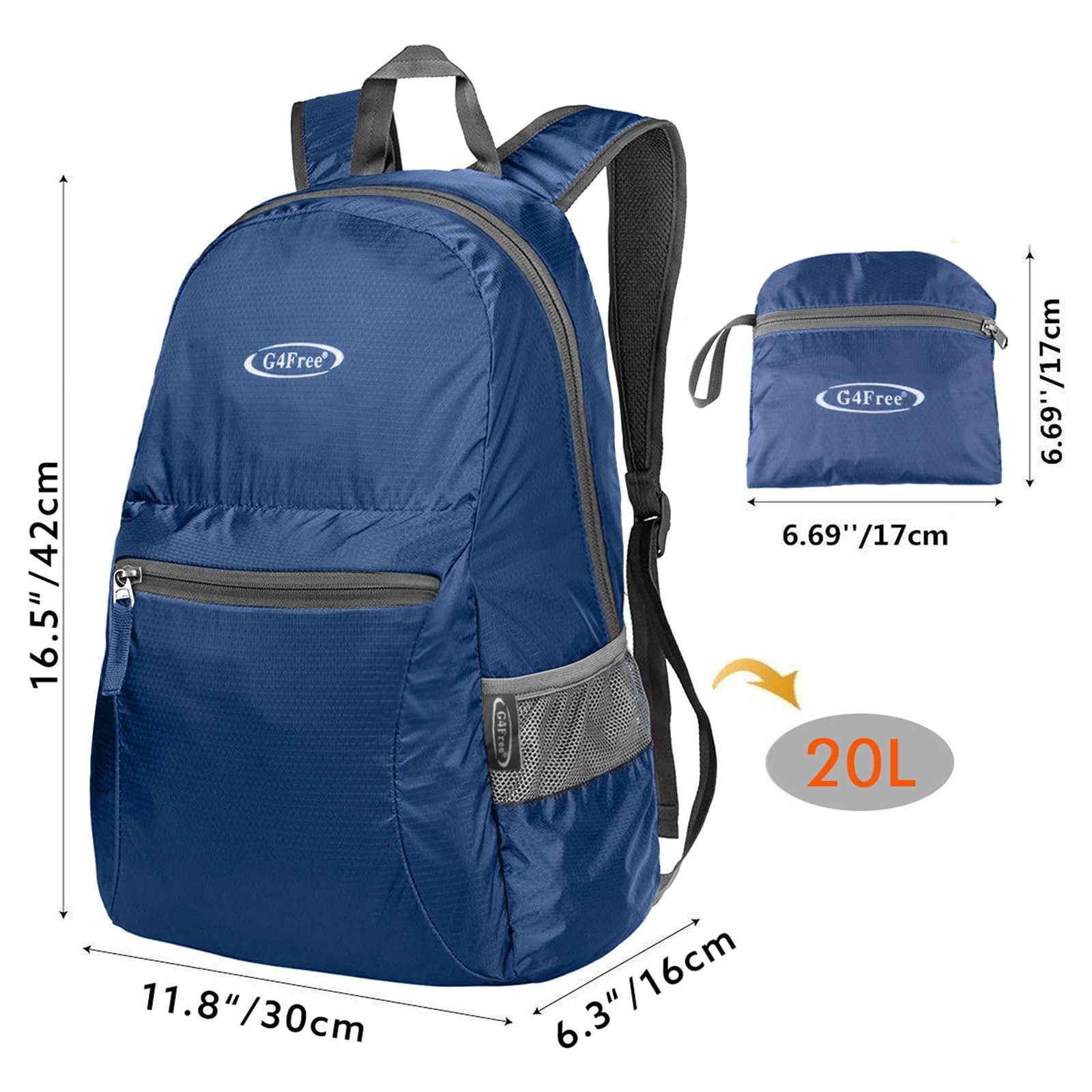 G4Free Trekkingrucksack 20L Trekkingrucksack Reiserucksack Minirucksack Daypack Faltbar, Freizeitrucksack Packsack Tagesrucksack Wanderrucksack Wasserabweisend