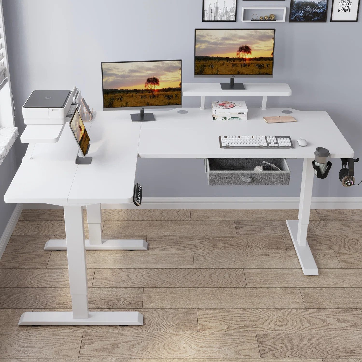 IvyIvy Gamingtisch L-förmiger höhenverstellbarer schreibtisch elektrisch 160x91cm (1-St)