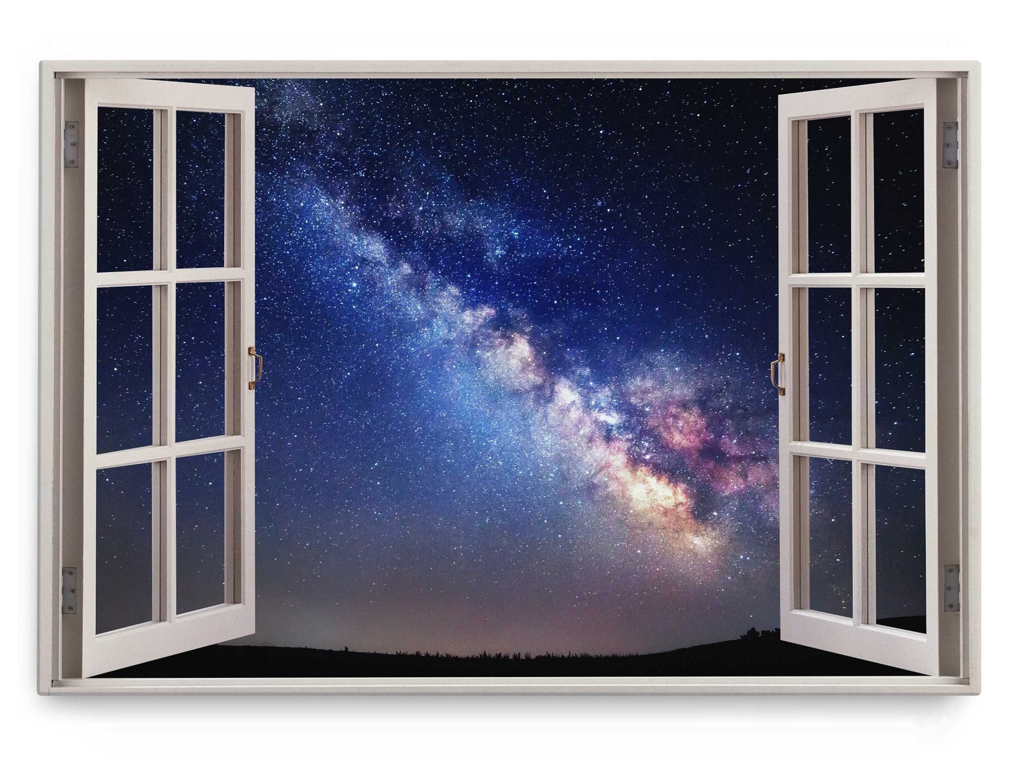 Sinus Art Leinwandbild Wandbild 120x80cm Fensterbild Milchstraße Astrofotografie Galaxie Ster, (1 St)