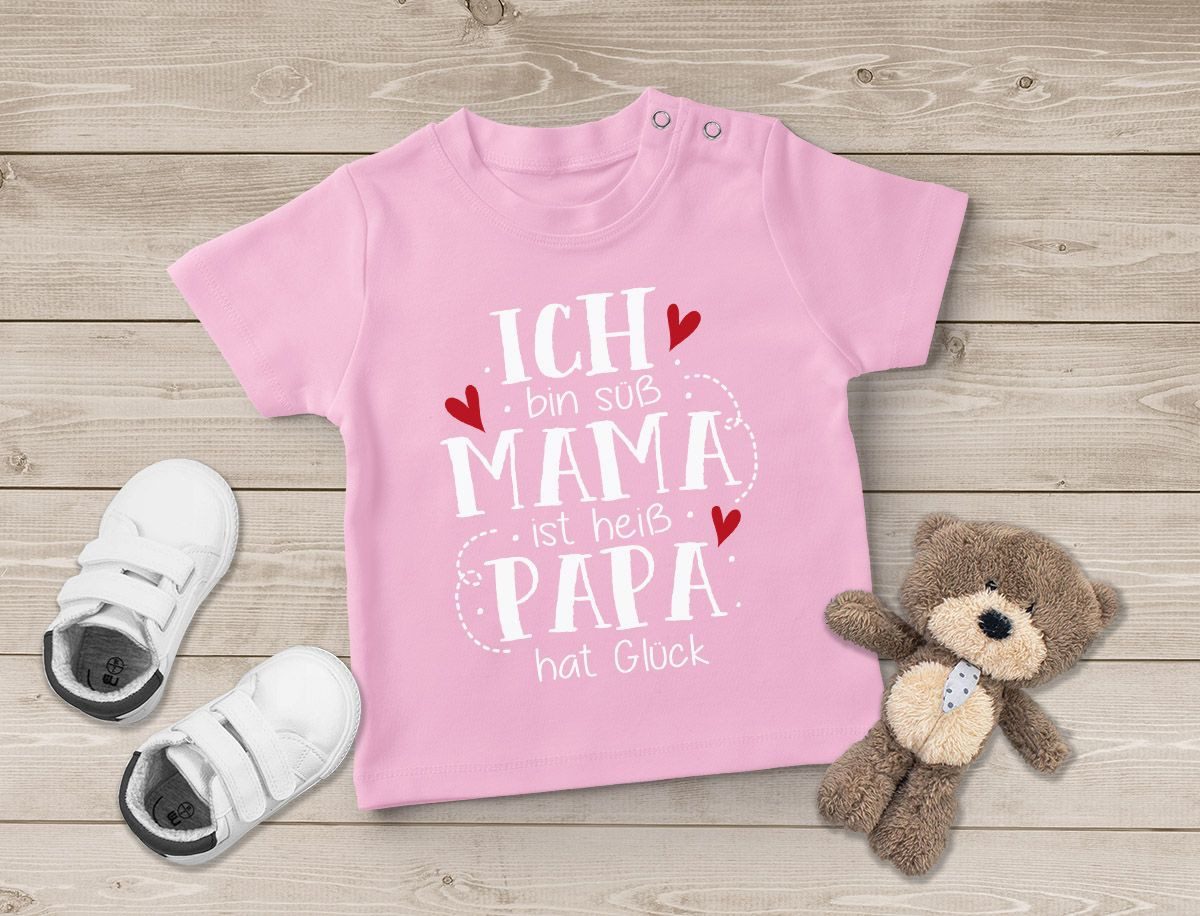 MoonWorks Print-Shirt Baby T-Shirt kurzarm Ich bin süß Mama ist heiß Papa hat Glück