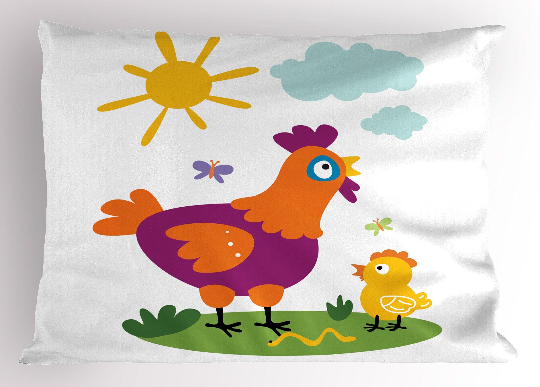 Kissenbezüge Stück), Standard Huhn-Baby-Karikatur Gedruckter King Dekorativer und Kissenbezug, (1 Henne Abakuhaus Küken Size
