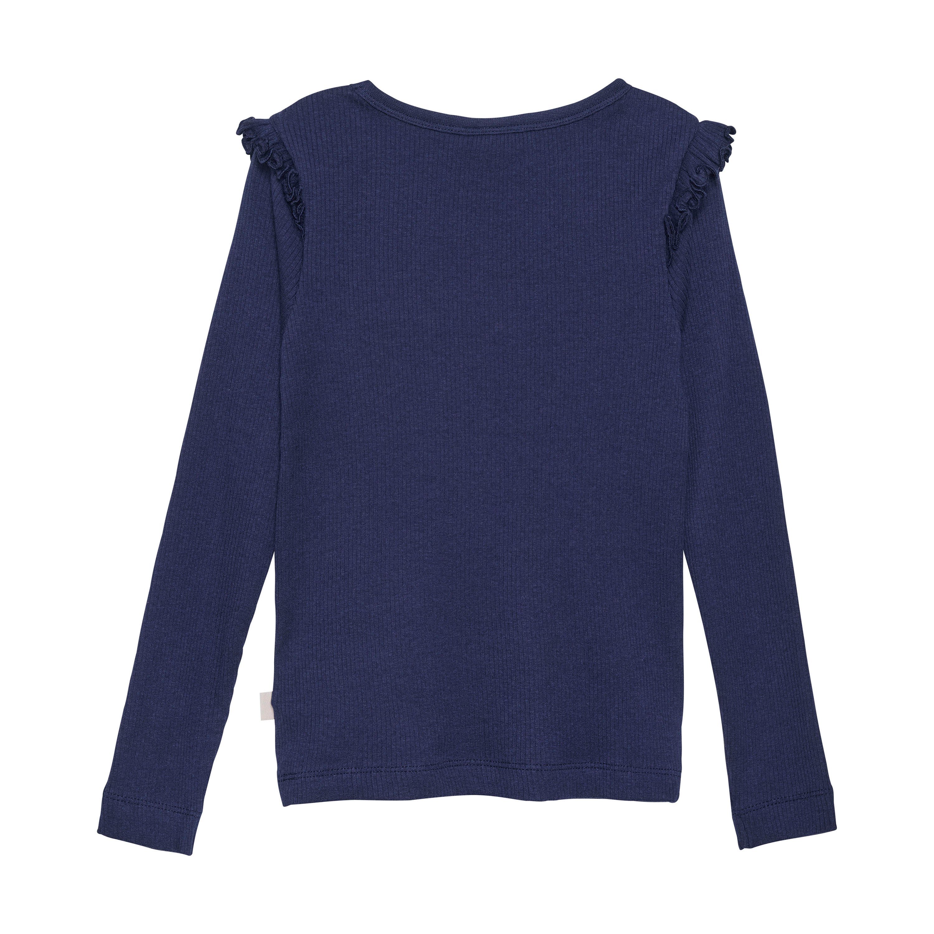 Minymo Longsleeve MIT-Shirt LS (778) mit Navy Rib 6174 Rüschen Langarmshirt Dark