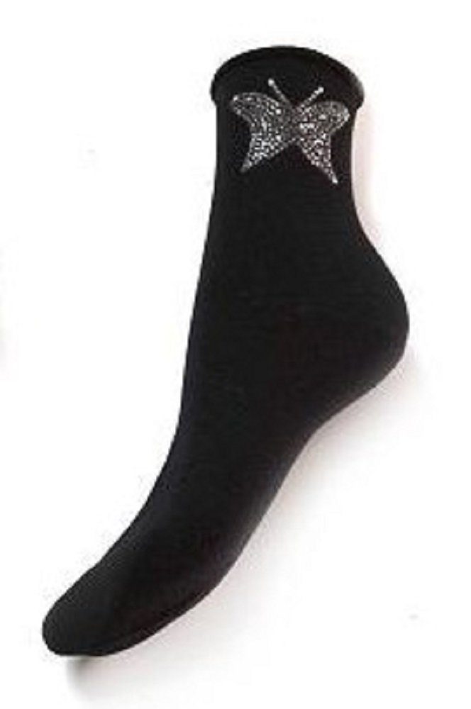 36/41 Socken Lycille Paar 8 mit 1 Glitzer schwarz für Frauen Modell eleganter Baumwollsocken