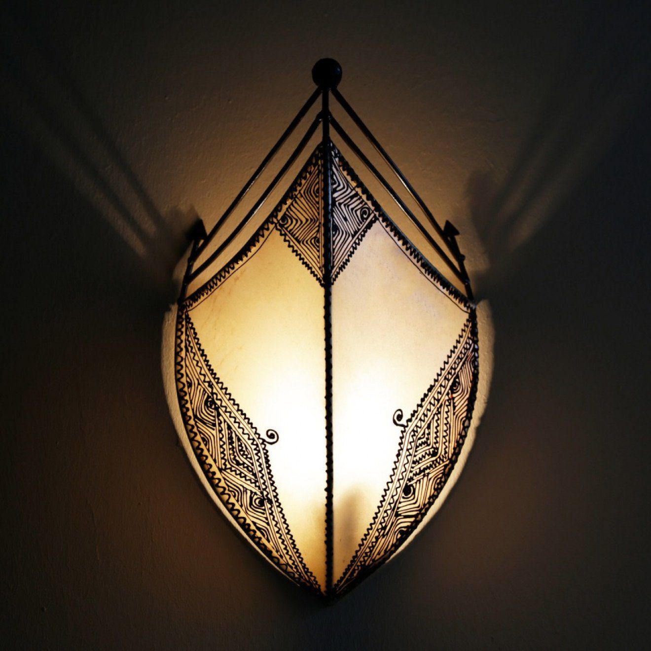 Marokkanische Wandlampe, Leder l-artisan Wandshirm Natur Wandleuchte, Orientalische Afrah
