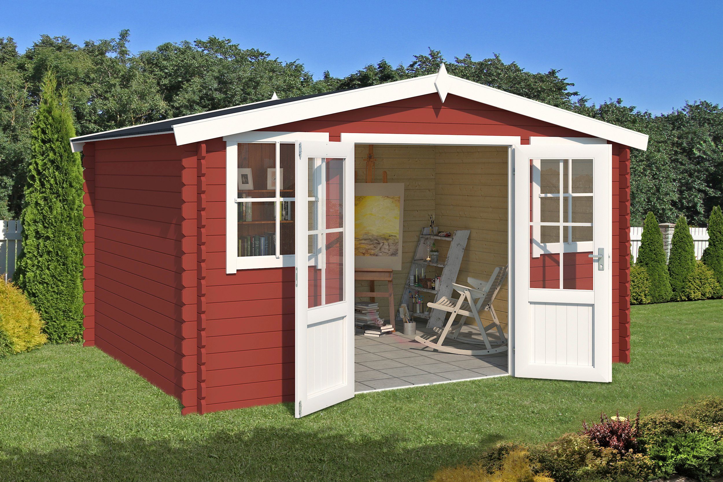 LASITA MAJA Gartenhaus Dallas, BxT: 411x312 cm, Blockbohlenhaus 28mm