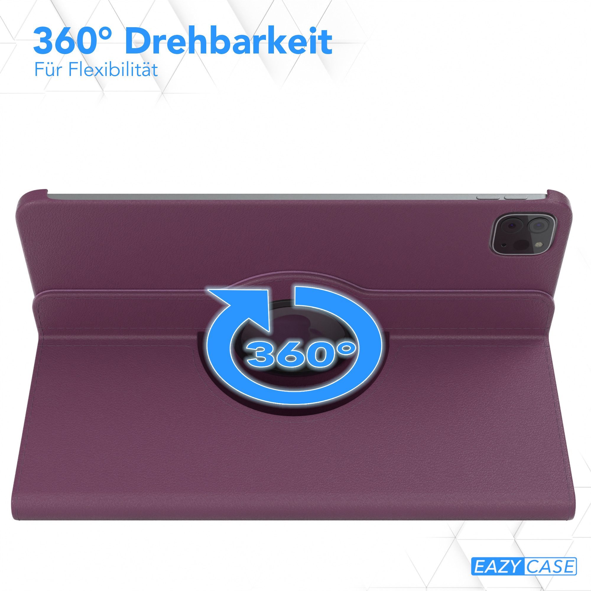 EAZY CASE Tablet-Hülle Rotation Case für iPad Pro 11" 1./2./3./4. Gen. 11 Zoll, Tablet-Hülle Bookstyle Case Fullcover Schutz Tasche Stehfunktion Lila – Bild 3 von 5