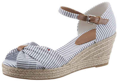 Tommy Hilfiger HIGH WEDGE SEERSUCKER Keilsandalette mit gestickter Logoflagge