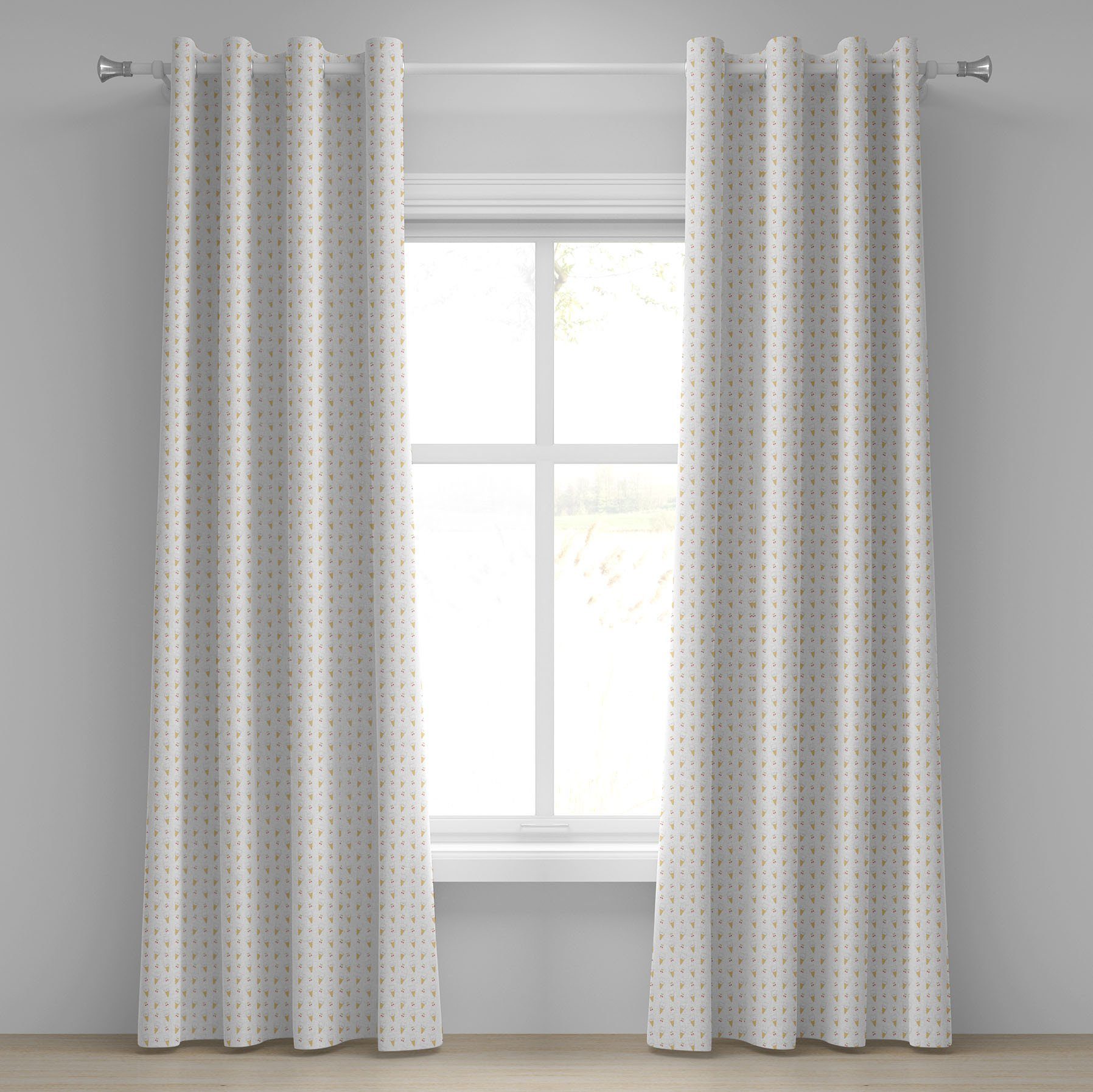 Gardine Dekorative 2-Panel-Fenstervorhänge für Schlafzimmer Wohnzimmer, Abakuhaus, Eis Kitty Cones