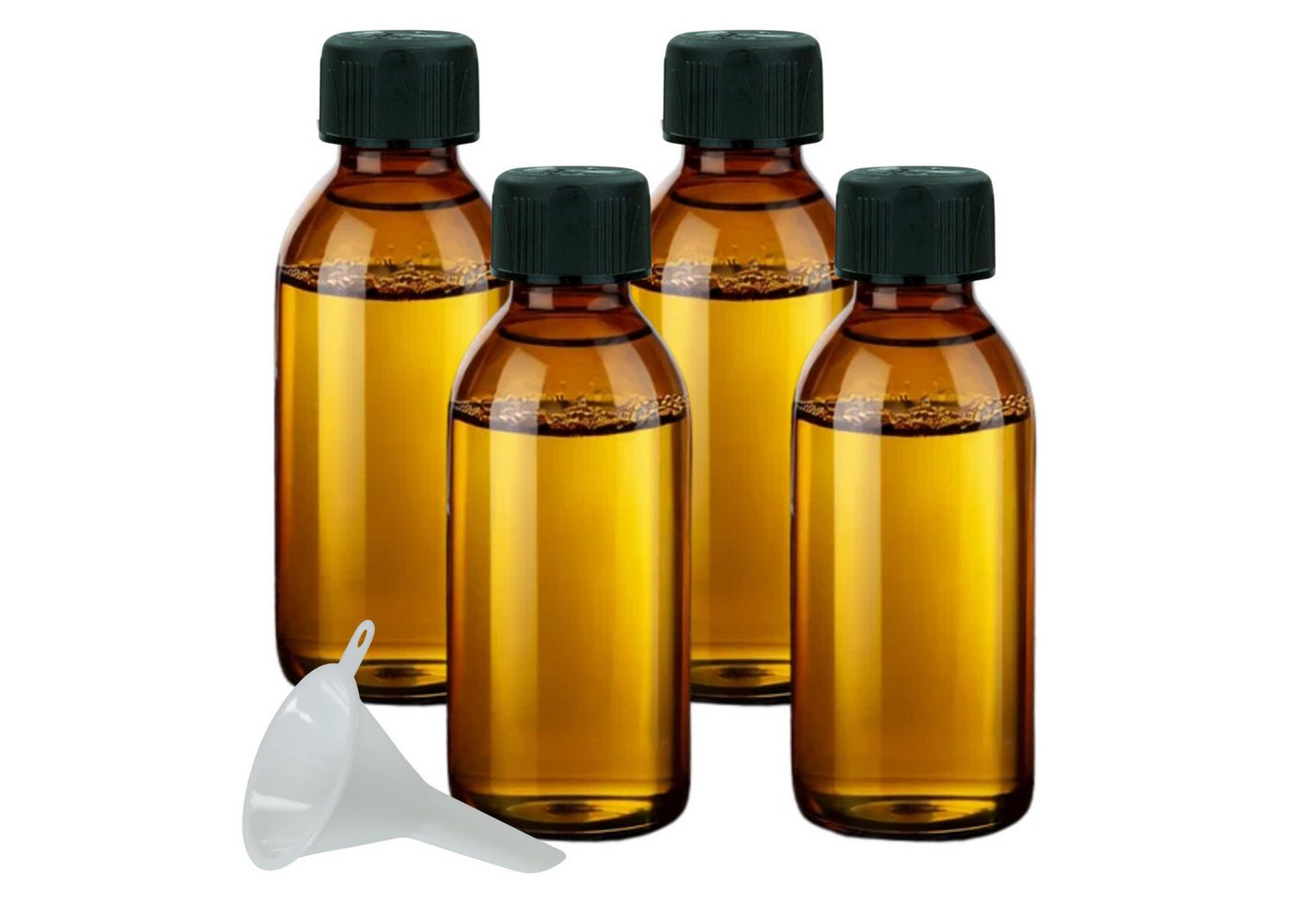 mikken Vorratsglas 4x Laborflasche 200ml braun mit Schraubdeckel Medizinflasche, (Set, 4er Set), mit UV-Schutz, Apothekerqualität, made in Europe