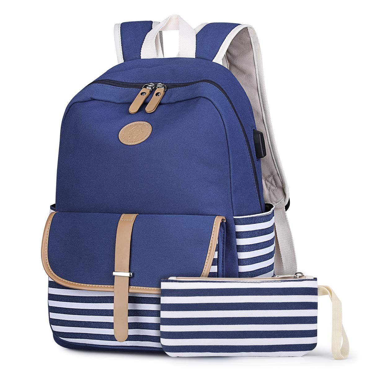 S-ZONE Schulrucksack, Schulrucksack Schultaschen Backpack für 15” Blau