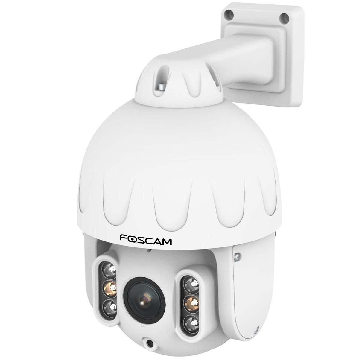 Foscam Überwachungskamera Foscam SD8EP 8 MP PoE PTZ Dome Überwachungskamera (mit 4-fach optischem Zoom und Personen- und Fahrzeugerkennung, Automatische Verfolgung, Scheinwerfer, Sirene, Nachtsicht bis 50m)