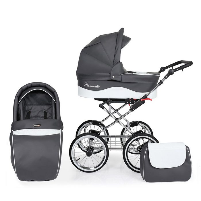 babies-on-wheels Kombi-Kinderwagen Romantik Exklusiv 2 in 1 - 10 Teile - von Geburt bis 4 Jahre in 6 Farben