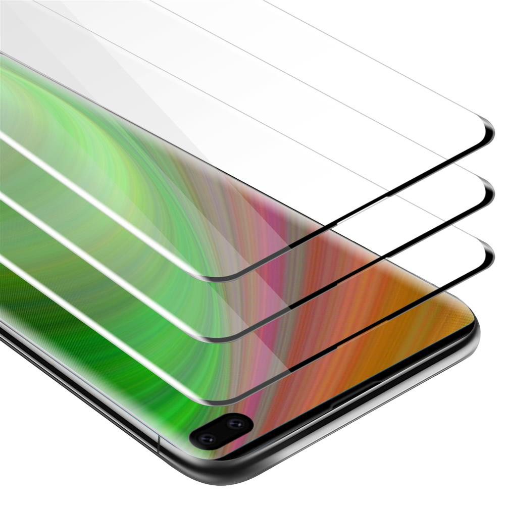 Cadorabo Schutzfolie für Samsung Galaxy S10 PLUS Schutzfolie, (3-St), 3x Vollbild Schutzglas Panzer Folie (Tempered) Display-Schutzglas