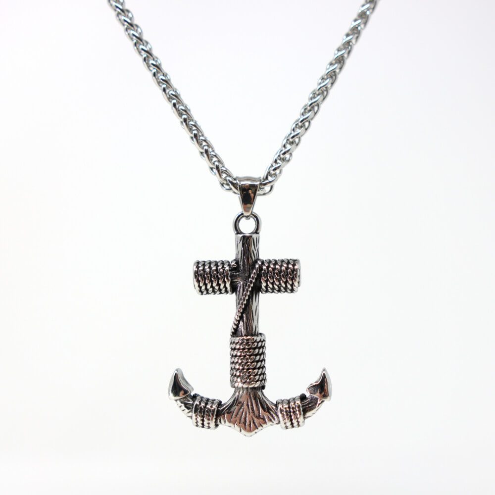 Kette mit Anhänger Lederkette Edelstahlkette 316L ANKERKNOTEN