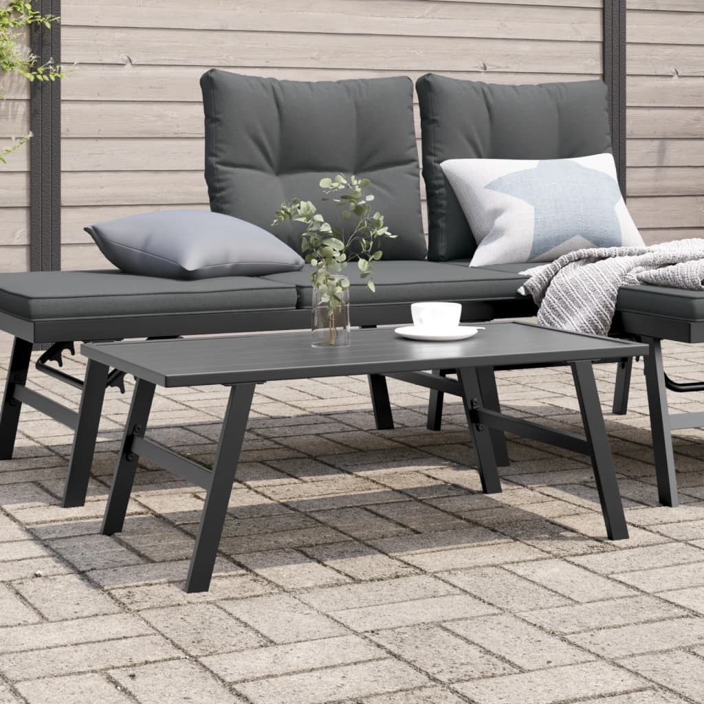 furnicato Gartentisch Garten-Couchtisch 90 x 45 x 35 cm Schwarz (1-St), Witterungsbeständiger Outdoor-Tisch mit stabiler Ablagefläche